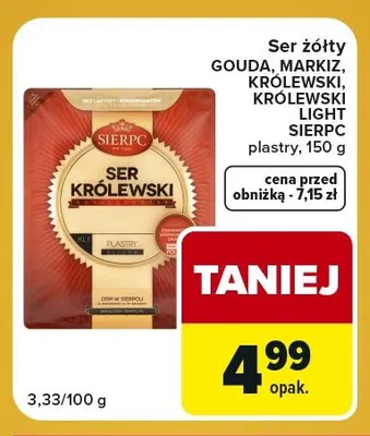 Ser żółty Markiz Sierpc plastry promocja w Carrefour Express