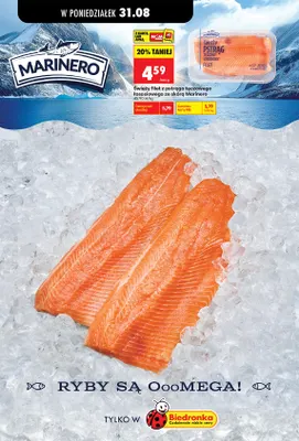 Świeży filet z pstrąga tęczowego łososiowego ze skórą Marinero promocja w Biedronka
