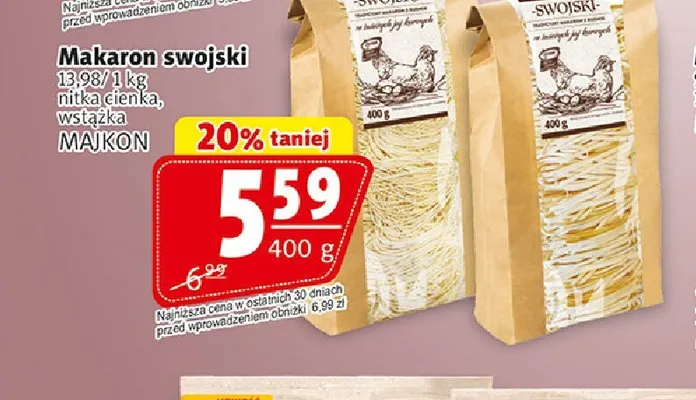 Makaron swojski wstążka Majkon promocja w Prim Market