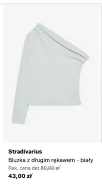 Bluzka z długim rękawem Stradivarius biała promocja w Lounge by Zalando