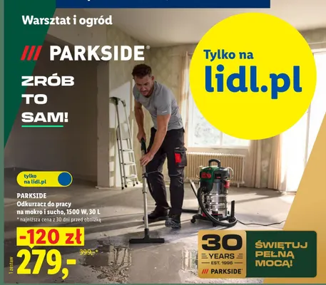Odkurzacz do pracy na mokro i sucho 30 l Parkside promocja w Lidl