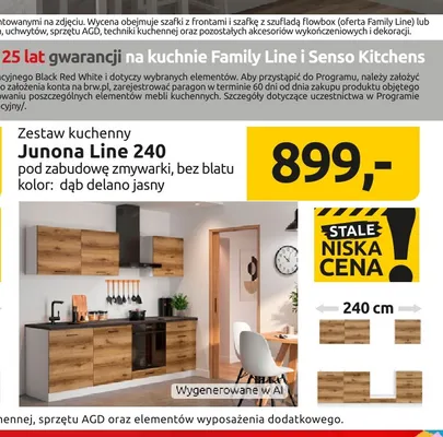 Zestaw kuchenny Junona Line 240 dąb delano jasny promocja w Black Red White