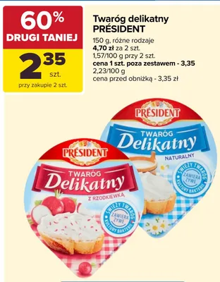 Twaróg delikatny z rzodkiewką Président promocja w Carrefour