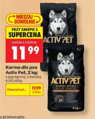 Karma dla psa Activ Pet z jagnięciną promocja w Biedronka