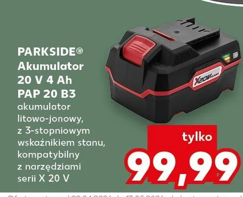 Akumulator Parkside 20V 4Ah PAP 20 B3 promocja w Kaufland
