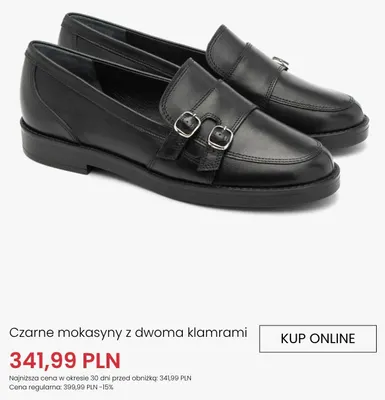 Czarne mokasyny z dwoma klamrami Ryłko promocja w Ryłko