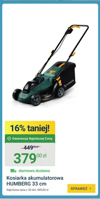 Kosiarka akumulatorowa Humberg 33 cm promocja w ERLI