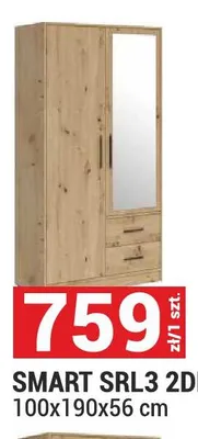 Szafa SMART SRL3 2DL 100x190x56cm promocja w Merkury Market