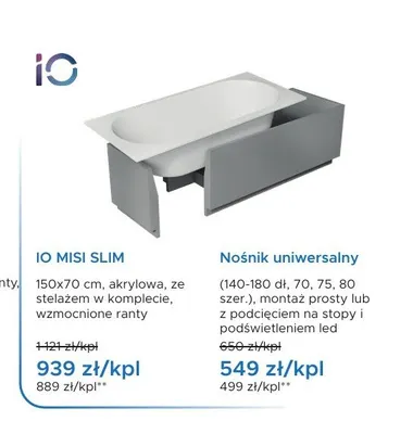 Nośnik uniwersalny do wanny promocja w Blu Salony Łazienek