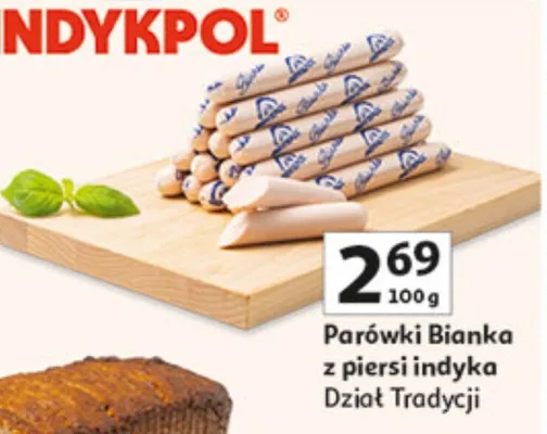 Parówki Bianka z piersi indyka Dział Tradycji promocja w Auchan