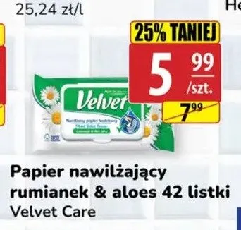 Papier nawilżający Velvet rumianek & aloes promocja w API Market