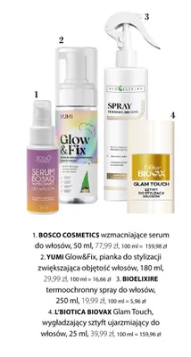 Pianka do stylizacji zwiększająca objętość włosów Yumi Glow&Fix promocja w Hebe