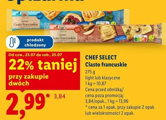 Ciasto francuskie klasyczne Chef Select promocja w Lidl