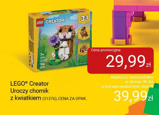 Klocki LEGO Creator Uroczy chomik z kwiatkiem 31376 promocja w Smyk