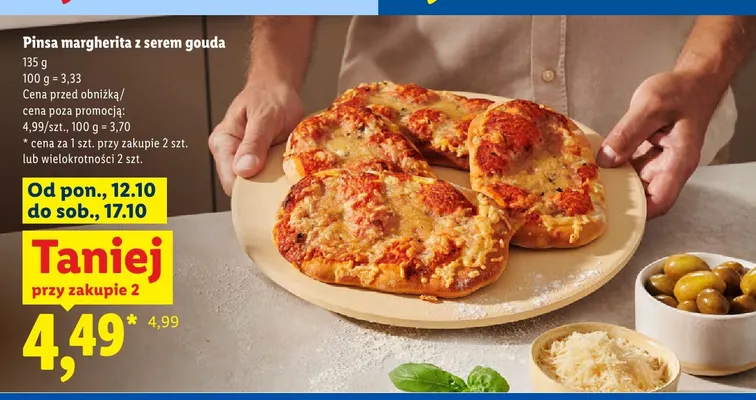 Pinsa margherita z serem gouda promocja w Lidl