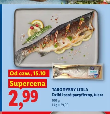 Dziki łosoś pacyficzny tusza Targ Rybny Lidla promocja w Lidl