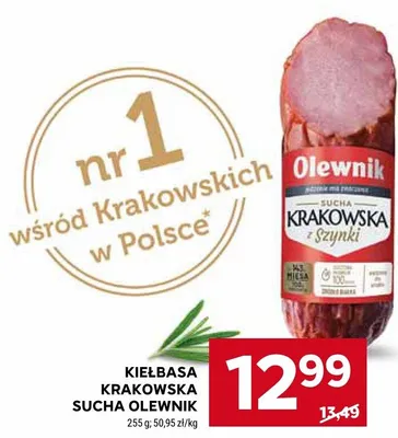 Kiełbasa krakowska sucha Olewnik promocja w Stokrotka