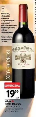 Wino czerwone Haut Medoc Chateau Portal wytrawne promocja w Intermarche