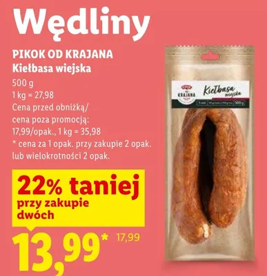 Kiełbasa wiejska Pikok Od Krajana promocja w Lidl