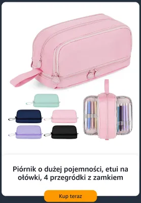Piórnik o dużej pojemności etui na ołówki 4 przegródki z zamkiem Angoo promocja w Amazon
