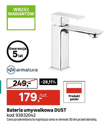 Bateria umywalkowa Dust Kfa Armatura promocja w Leroy Merlin