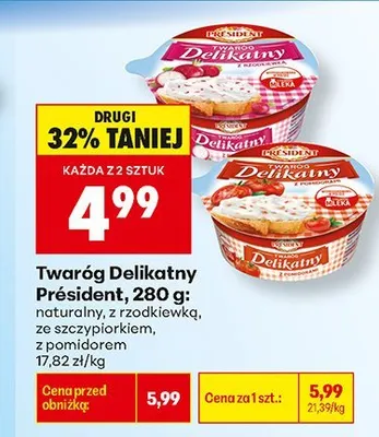 Twaróg Delikatny z rzodkiewką Président promocja w Biedronka
