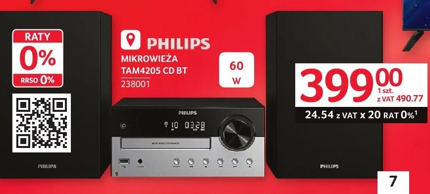 Mikrowieża Philips TAM4205 CD BT promocja w Selgros