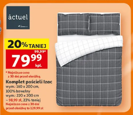 Komplet pościeli Izac wym.: 160x200cm 100% bawełny promocja w Auchan