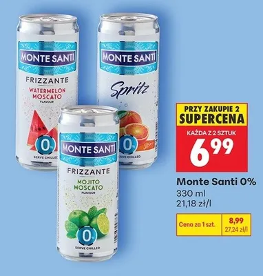 Wino bezalkoholowe Monte Santi Frizzante Watermelon Moscato promocja w Biedronka