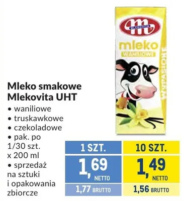 Mleko smakowe Mlekovita UHT promocja w Makro