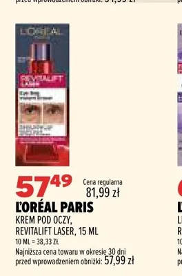 Krem pod oczy L'Oréal Paris Revitalift Laser promocja w Drogerie Natura
