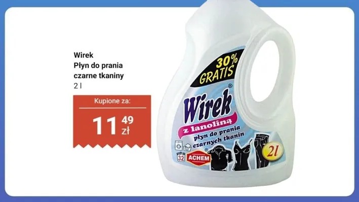 Płyn do prania czarnych tkanin Wirek z lanoliną promocja w Dino