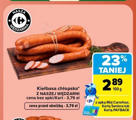 Kiełbasa chłopska Nasza Wędzarnia promocja w Carrefour