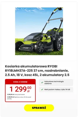 Kosiarka akumulatorowa RYOBI promocja w Media Expert