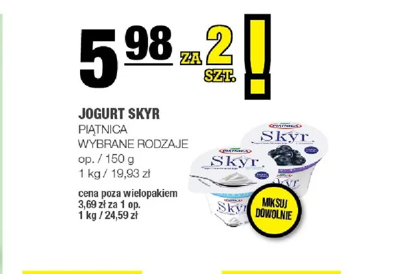 Jogurt Skyr Piątnica promocja w SPAR