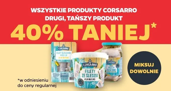 Produkty drugi, tańszy produkt corsarro promocja w Netto