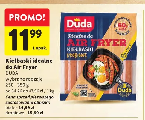 Kiełbaski idealne do Air Fryer drobiowe Duda promocja w Intermarche