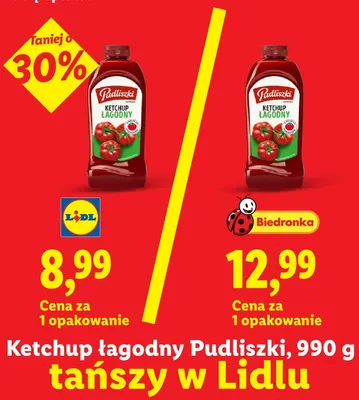 Ketchup łagodny Pudliszki promocja w Lidl