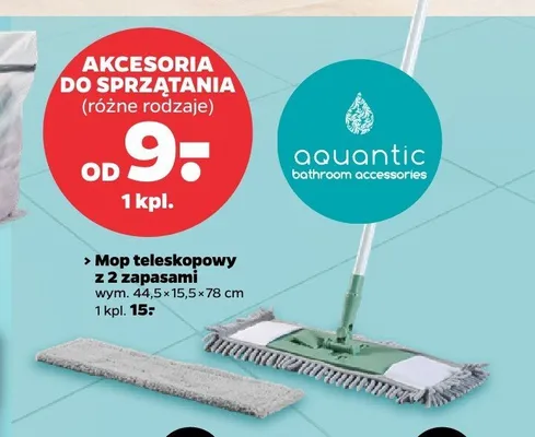 Mop teleskopowy z 2 zapasami Aquantic promocja w Netto