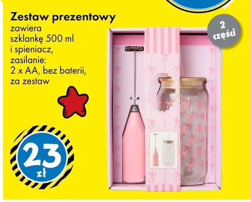 Zestaw prezentowy szklanka 500 ml i spieniacz promocja w Tedi