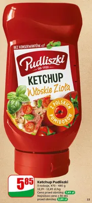 Ketchup Pudliszki Włoskie Zioła promocja w Dino