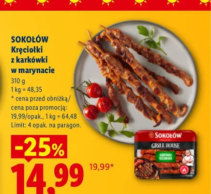 Kręciołki z karkówki w marynacie Sokołów promocja w Lidl