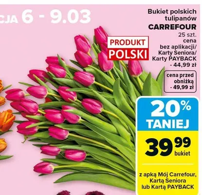 Bukiet polskich tulipanów promocja w Carrefour