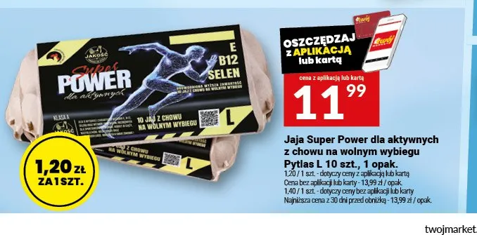 Jaja Super Power dla aktywnych z chowu na wolnym wybiegu Pytlas L 10szt. promocja w Twój Market