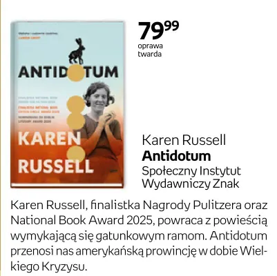 Książka Antidotum Karen Russell oprawa twarda promocja w Empik