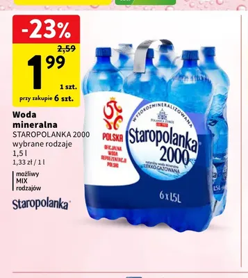 Woda mineralna Staropolanka 2000 promocja w Intermarche