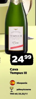 Wino musujące Cava Tempus III półwytrawne hiszpańskie promocja w Netto