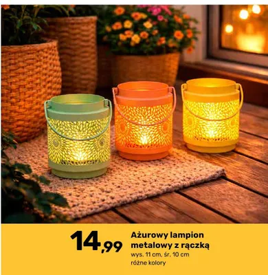 Ażurowy lampion metalowy z rączką promocja w Bricomarche