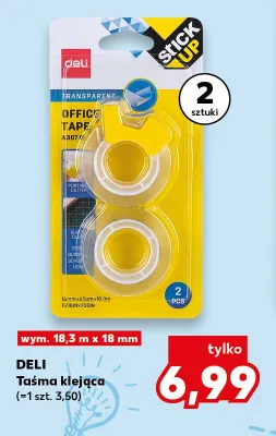 Taśma klejąca przezroczysta Deli Stick Up 2-pak promocja w Kaufland