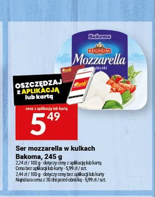 Ser mozzarella w kulkach Bakoma promocja w Twój Market